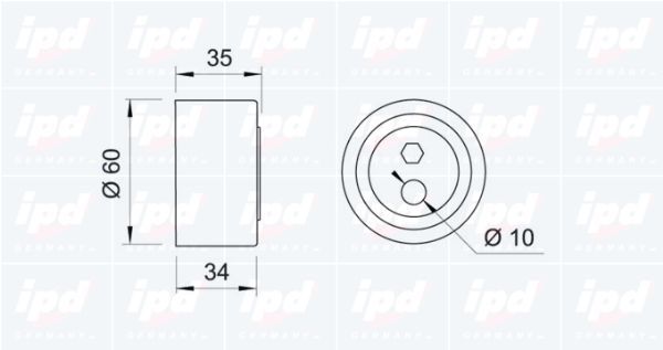 įtempiklio skriemulys, paskirstymo diržas IPD 14-0206