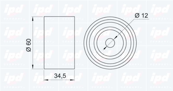 įtempiklio skriemulys, paskirstymo diržas IPD 14-0251
