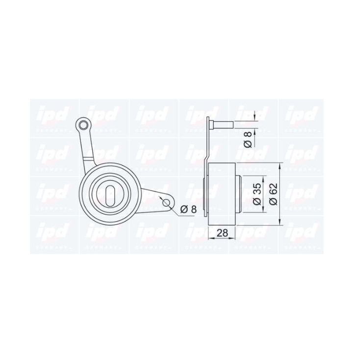įtempiklio skriemulys, paskirstymo diržas IPD 14-0256