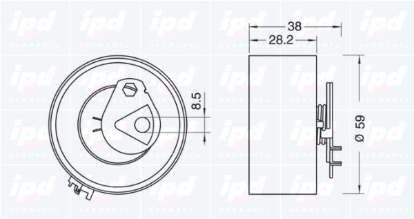 įtempiklio skriemulys, paskirstymo diržas IPD 14-0279