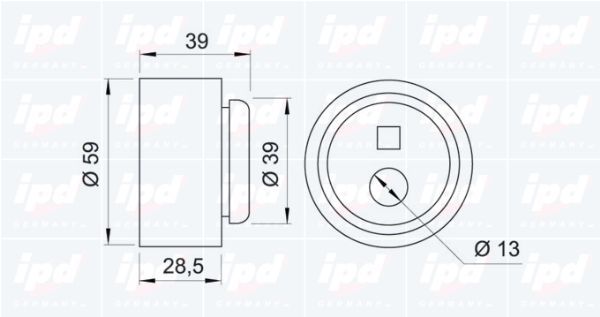 įtempiklio skriemulys, paskirstymo diržas IPD 14-0413