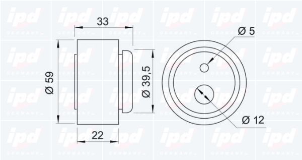 įtempiklio skriemulys, paskirstymo diržas IPD 14-0507