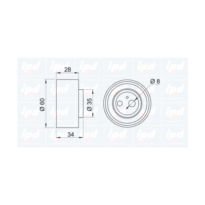 įtempiklio skriemulys, paskirstymo diržas IPD 14-0552
