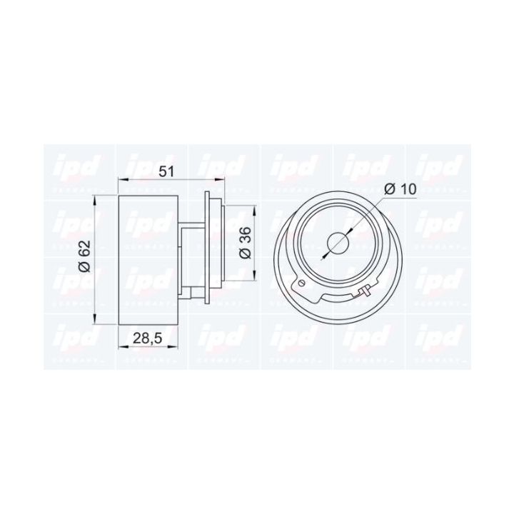 įtempiklio skriemulys, paskirstymo diržas IPD 14-0553