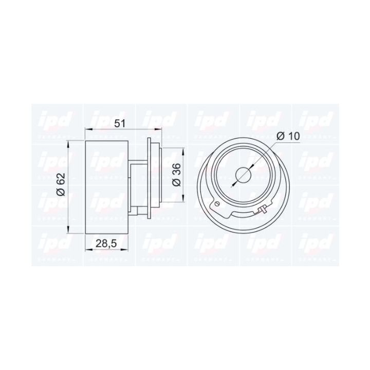 įtempiklio skriemulys, paskirstymo diržas IPD 14-0554