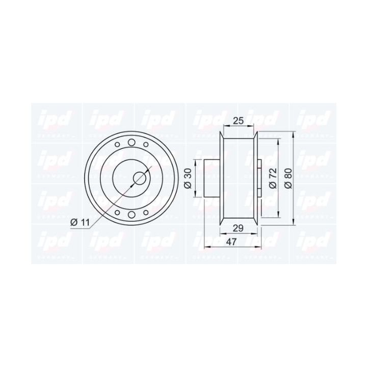 įtempiklio skriemulys, paskirstymo diržas IPD 14-0629