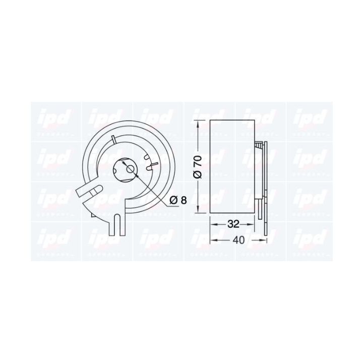įtempiklio skriemulys, paskirstymo diržas IPD 14-0664
