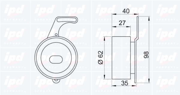 įtempiklio skriemulys, paskirstymo diržas IPD 14-0704