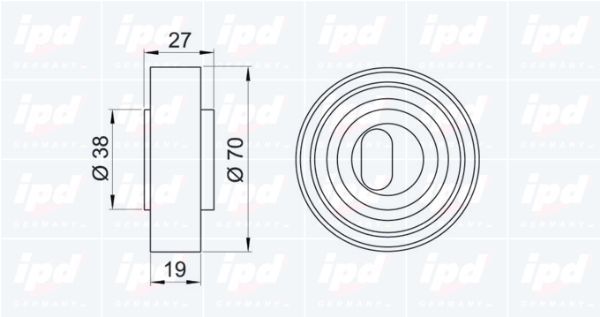 įtempiklio skriemulys, paskirstymo diržas IPD 14-0705
