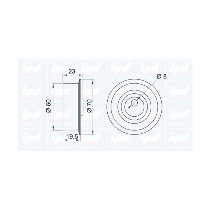 įtempiklio skriemulys, paskirstymo diržas IPD 14-0725