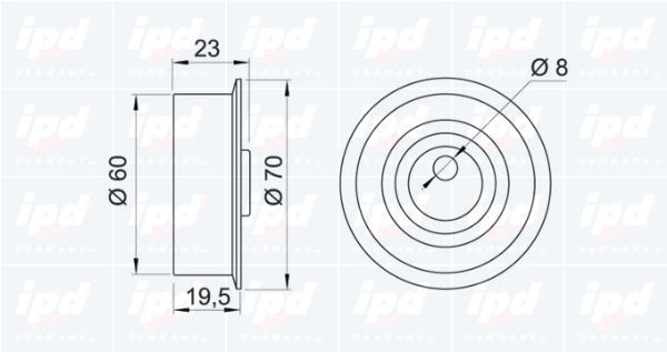 įtempiklio skriemulys, paskirstymo diržas IPD 14-0725