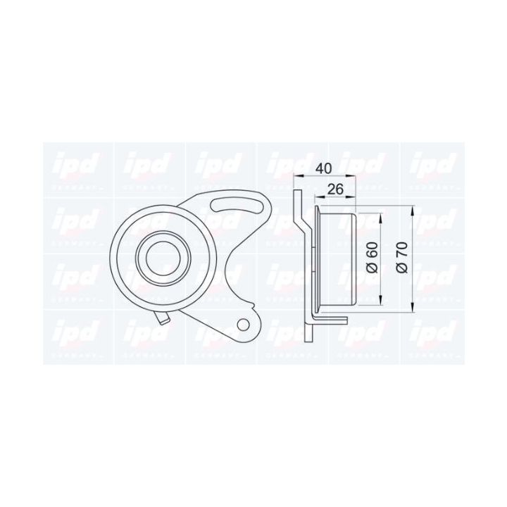 įtempiklio skriemulys, paskirstymo diržas IPD 14-0726