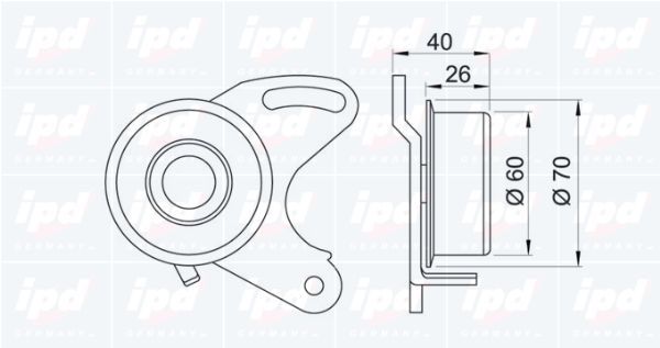 įtempiklio skriemulys, paskirstymo diržas IPD 14-0726