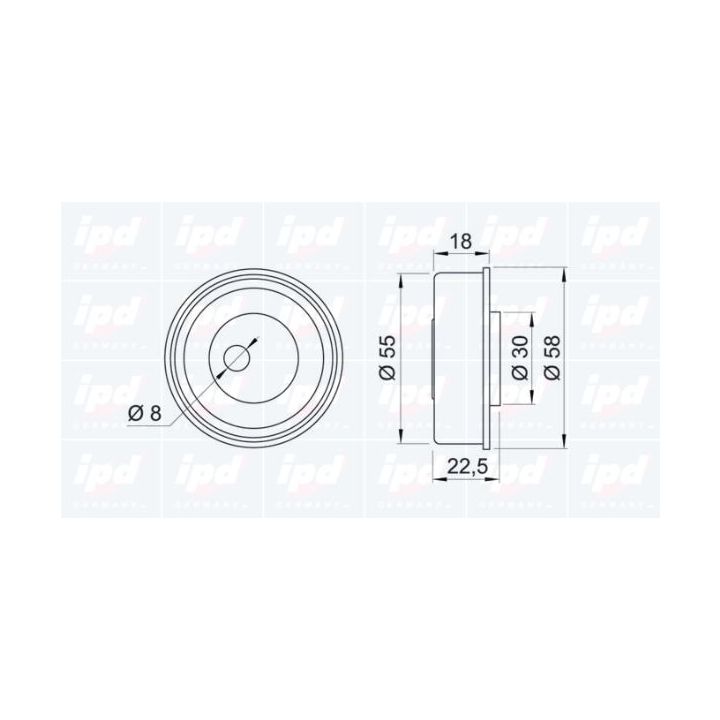 įtempiklio skriemulys, paskirstymo diržas IPD 14-0758