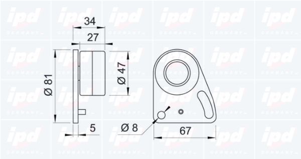 įtempiklio skriemulys, paskirstymo diržas IPD 14-0780