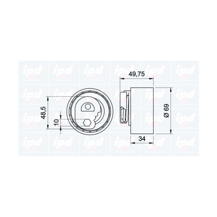 įtempiklio skriemulys, paskirstymo diržas IPD 14-0847