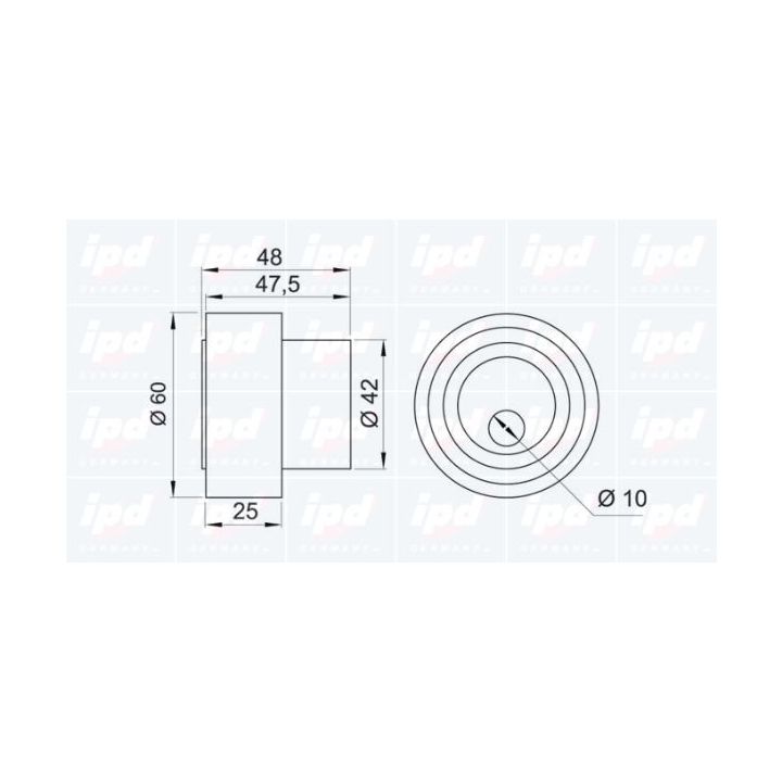 įtempiklio skriemulys, paskirstymo diržas IPD 14-0904