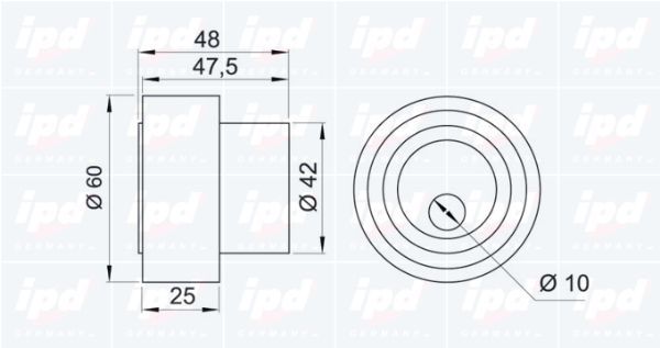 įtempiklio skriemulys, paskirstymo diržas IPD 14-0904