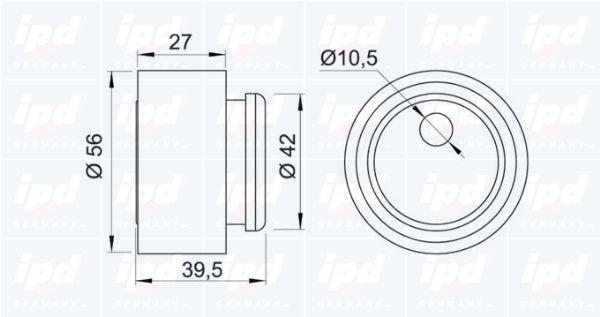 įtempiklio skriemulys, paskirstymo diržas IPD 14-0907