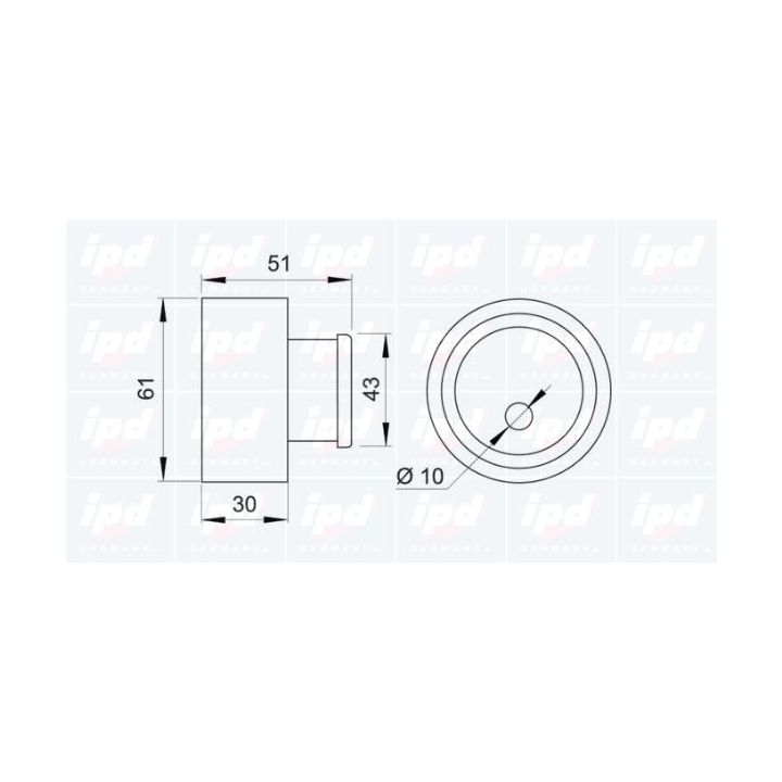 įtempiklio skriemulys, paskirstymo diržas IPD 14-0910