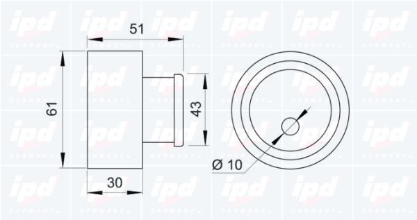 įtempiklio skriemulys, paskirstymo diržas IPD 14-0910