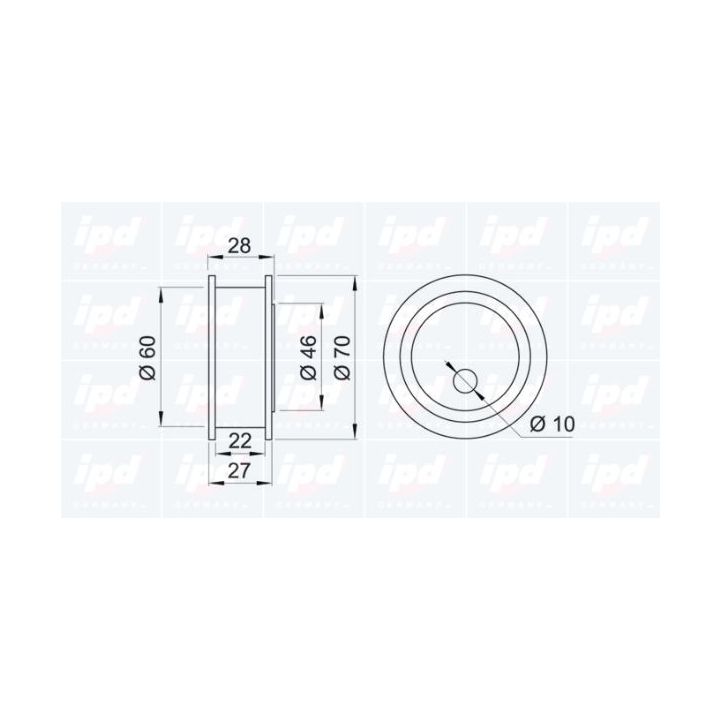 įtempiklio skriemulys, paskirstymo diržas IPD 14-0915