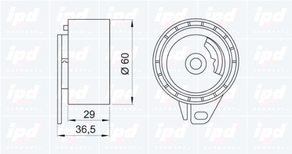 įtempiklio skriemulys, paskirstymo diržas IPD 14-0929