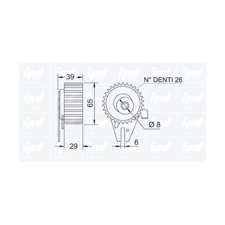 įtempiklio skriemulys, paskirstymo diržas IPD 14-0932