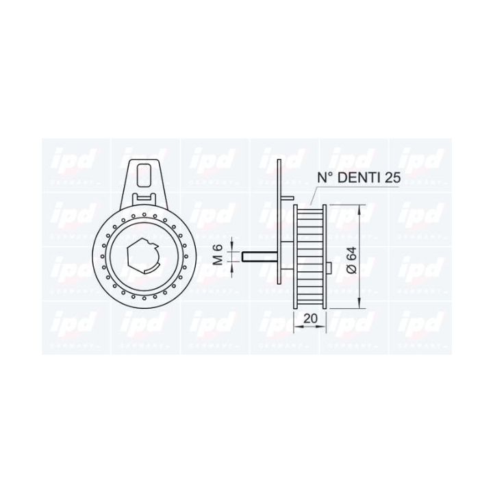 įtempiklio skriemulys, paskirstymo diržas IPD 14-0992