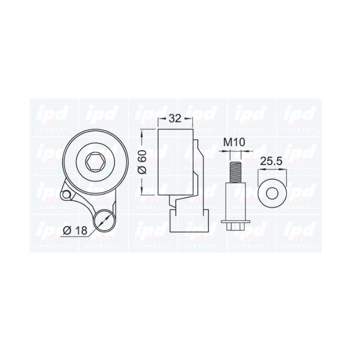 įtempiklio skriemulys, paskirstymo diržas IPD 14-1059