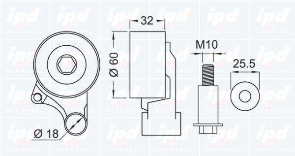 įtempiklio skriemulys, paskirstymo diržas IPD 14-1059