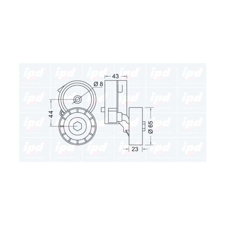 įtempiklio skriemulys, V formos rumbuotas diržas IPD 10-0889