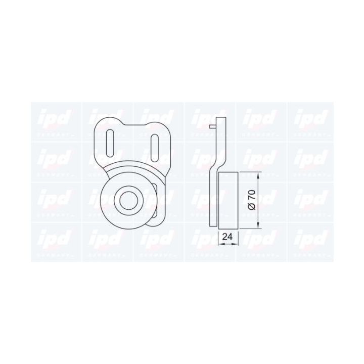 įtempiklio skriemulys, V formos rumbuotas diržas IPD 14-0289