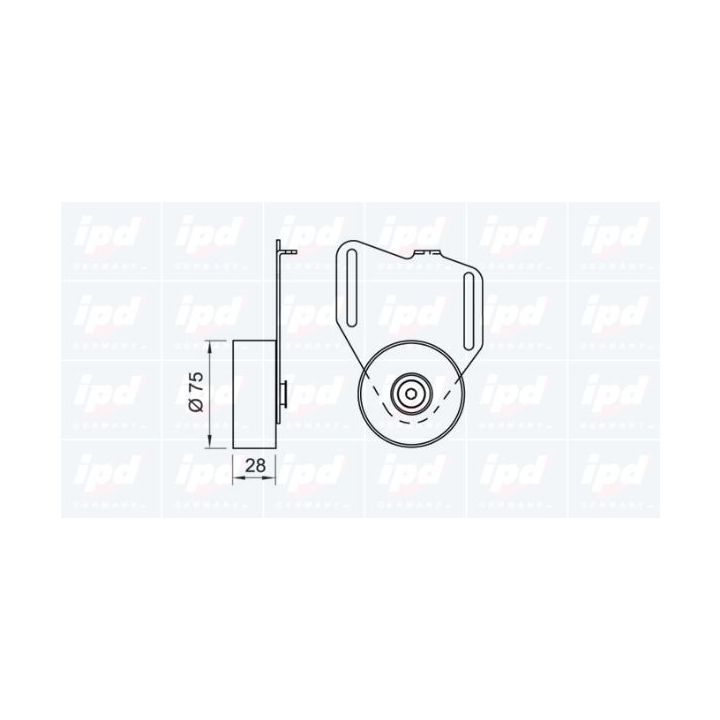įtempiklio skriemulys, V formos rumbuotas diržas IPD 14-0322