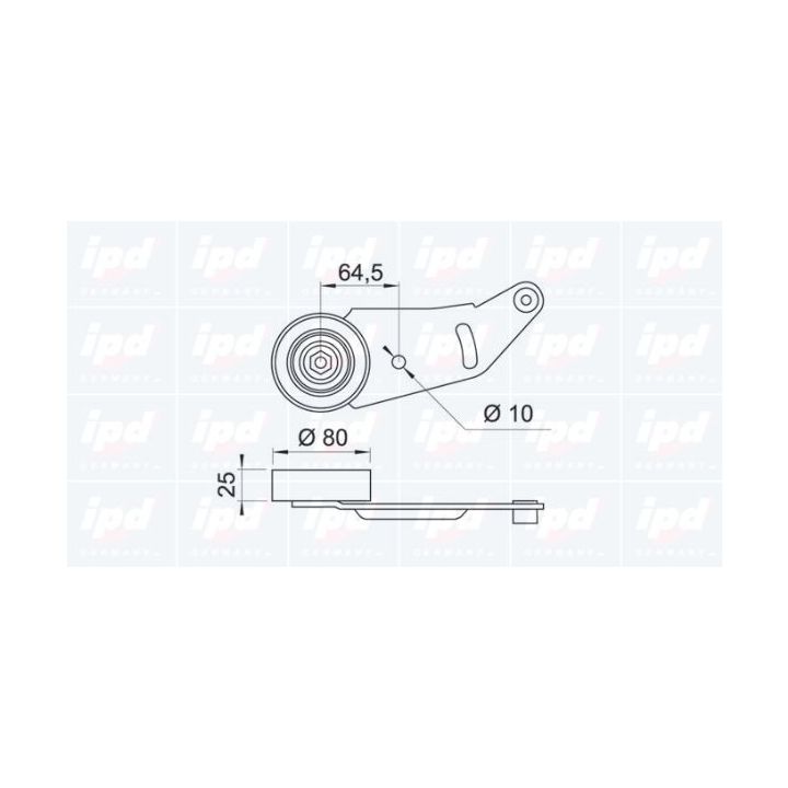 įtempiklio skriemulys, V formos rumbuotas diržas IPD 14-0330