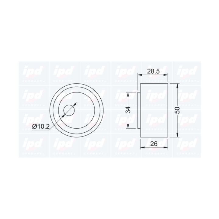 įtempiklio skriemulys, V formos rumbuotas diržas IPD 14-0366