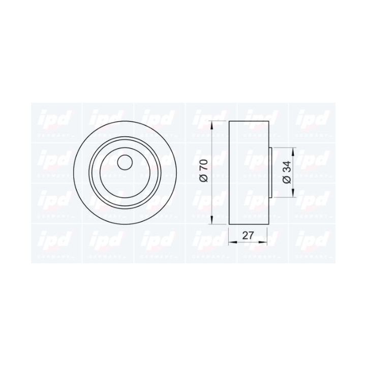 įtempiklio skriemulys, V formos rumbuotas diržas IPD 14-0410