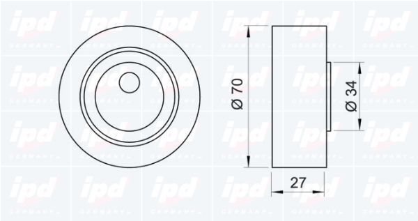 įtempiklio skriemulys, V formos rumbuotas diržas IPD 14-0410