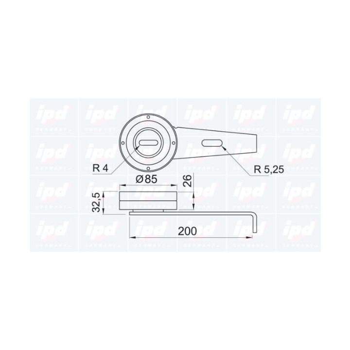 įtempiklio skriemulys, V formos rumbuotas diržas IPD 14-0585