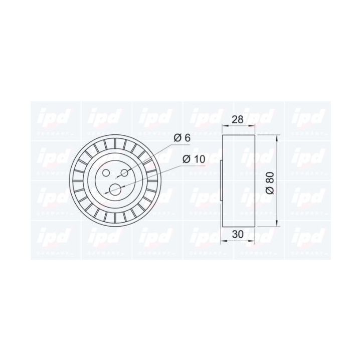 įtempiklio skriemulys, V formos rumbuotas diržas IPD 14-0869
