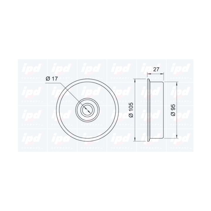 įtempiklio skriemulys, V formos rumbuotas diržas IPD 14-0961
