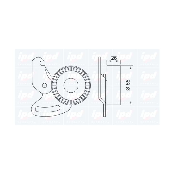 įtempiklio skriemulys, V formos rumbuotas diržas IPD 14-0988