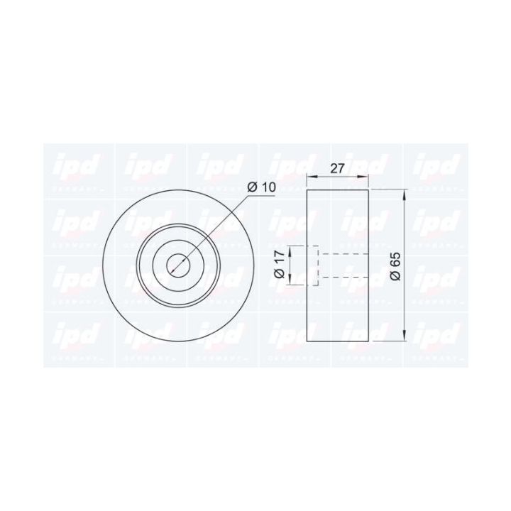 įtempiklio skriemulys, V formos rumbuotas diržas IPD 15-0181