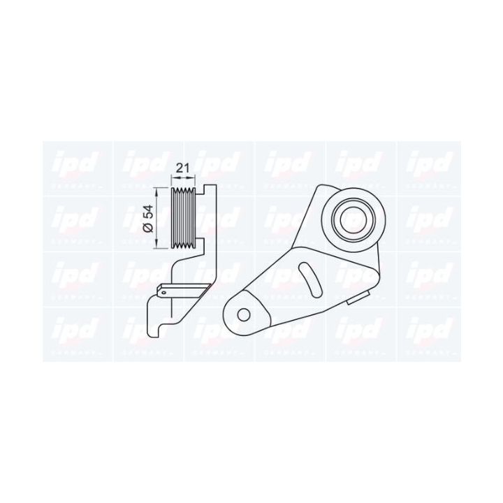 įtempiklio skriemulys, V formos rumbuotas diržas IPD 15-0325