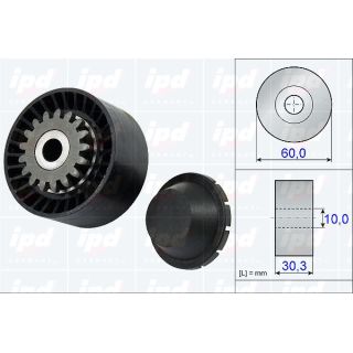 įtempiklio skriemulys, V formos rumbuotas diržas IPD 15-3460