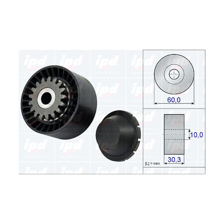įtempiklio skriemulys, V formos rumbuotas diržas IPD 15-3460
