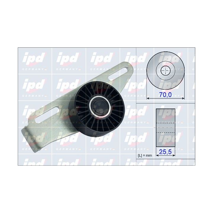 įtempiklio skriemulys, V formos rumbuotas diržas IPD 15-3857