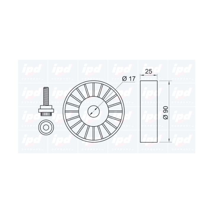 Kreipiantysis skriemulys, V formos rumbuotas diržas IPD 14-0406