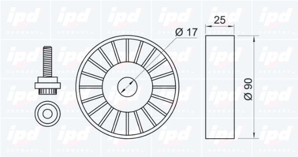 Kreipiantysis skriemulys, V formos rumbuotas diržas IPD 14-0406
