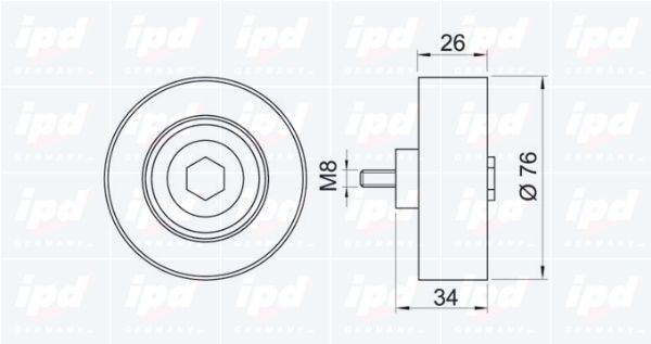 Kreipiantysis skriemulys, V formos rumbuotas diržas IPD 14-0777